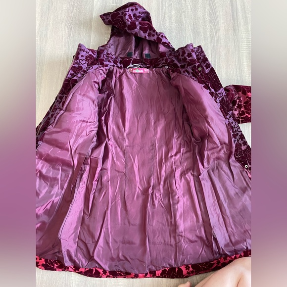 DESIGUAL Youth Designer Purple & Maroon Ombre Jacket Belted Hooded Trench 13/14 - Picture 7 of 15